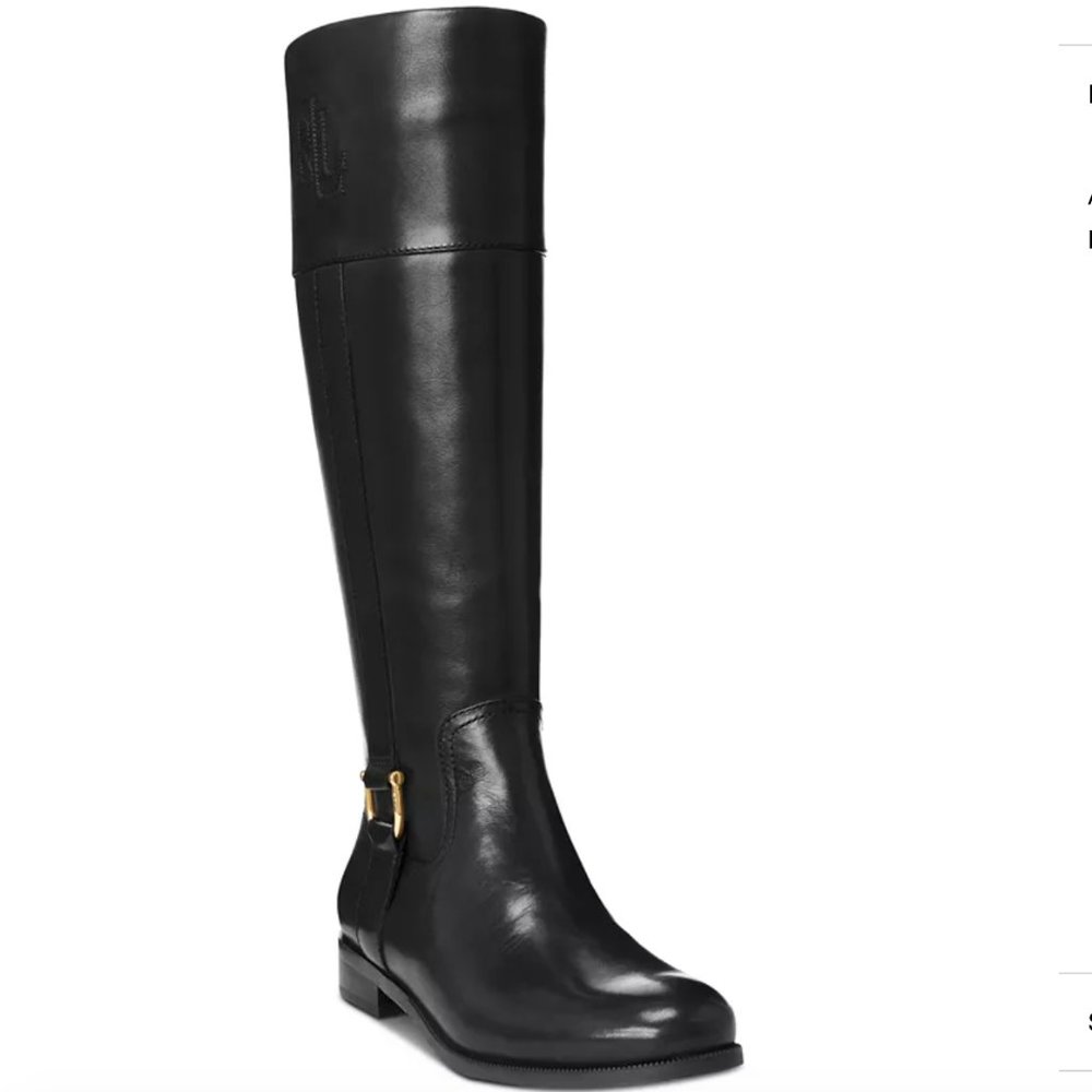 NEW Lauren Ralph Lauren Black Leather Boots - Picture 3 of 9